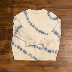 White and Blue Tye Die Crew Neck